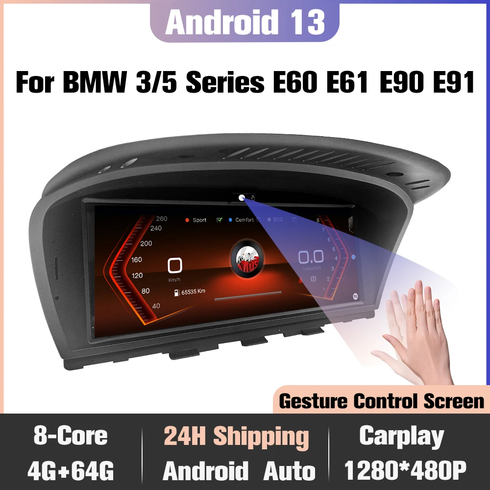 

Автомобильное радио Android для BMW 3/5 серии E60/E63/E64/E90/E91/E92/E93 беспроводной carplay Android Auto, SWC, жест, GPS-навигация, 64G