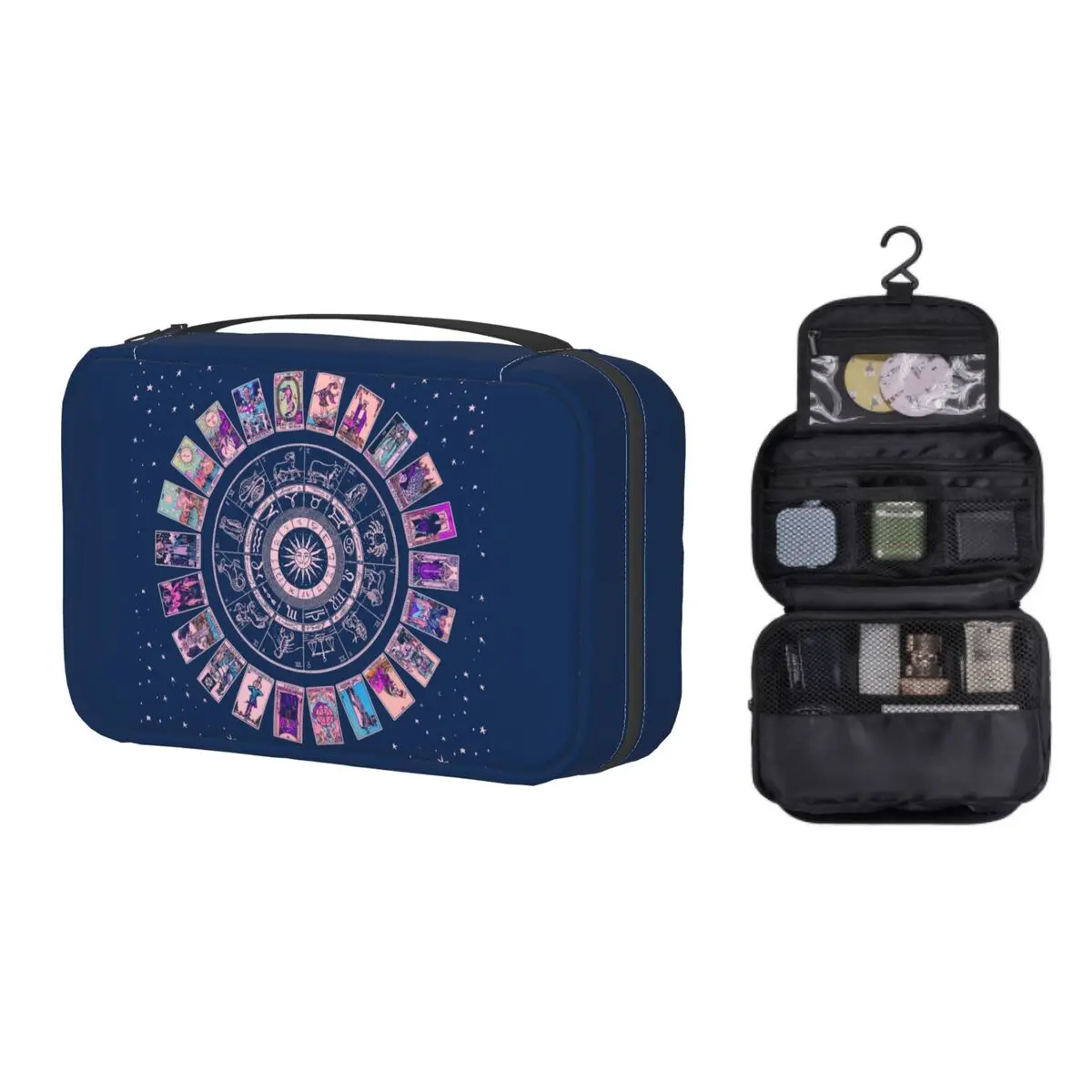 

Дорожная сумка для туалетных принадлежностей с пастельным готическим знаком зодиака, Женская подвесная косметичка с гадюкой из арканы, тар...