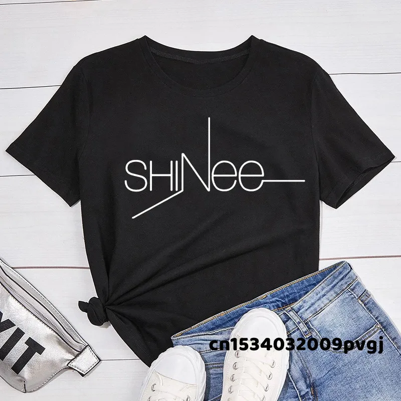 Kpop Merch мир Shinee футболка Женщины случайные члены Jonghyun логотип Футболка Сеул