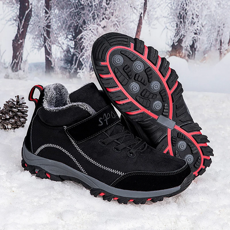 Unisex Winter Sneakers Plush Warm Walking Shoes Antiskid Men Women Boots Zapatos Hombre Plus Size 35-48