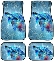 car floor mats for front and rear 4 packs set ocean sea turtle blue printed all weather protector rubber car mats fit