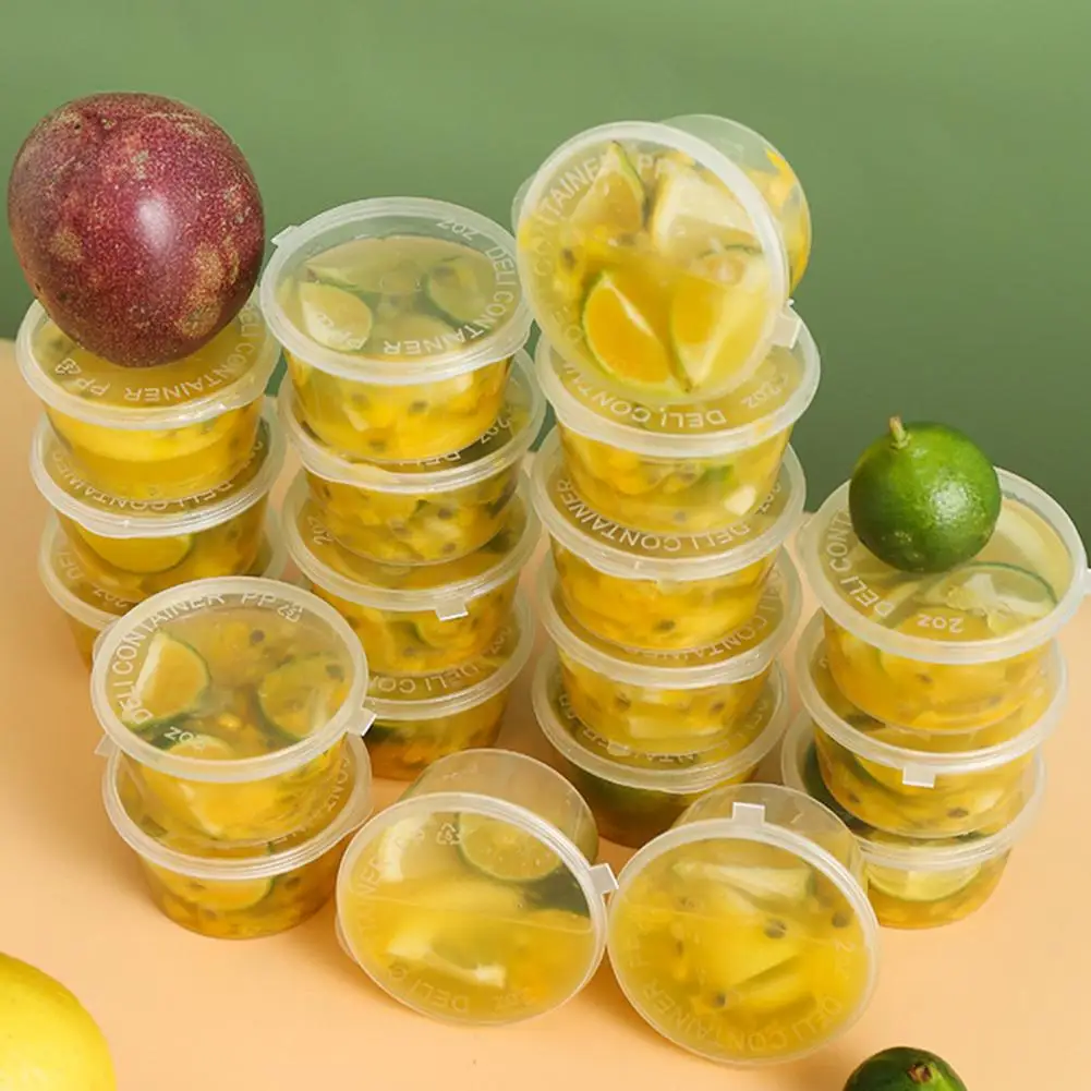 50Pcs 25/50/100ML Dispenser Box Packing Transparent Lemon Green Orange Passion Fruit Box Salad Dressing Packing Seasoning Box