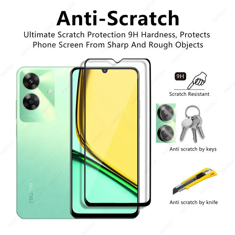 hartowana dla Realme C61 India Screen Protector Camera Len Film HD Full Glue Glass