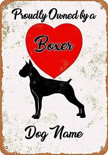 

8 X 12 Metal Sign - Custom Dog Name - Boxer 2 - Vintage Wall Decor Home Decor