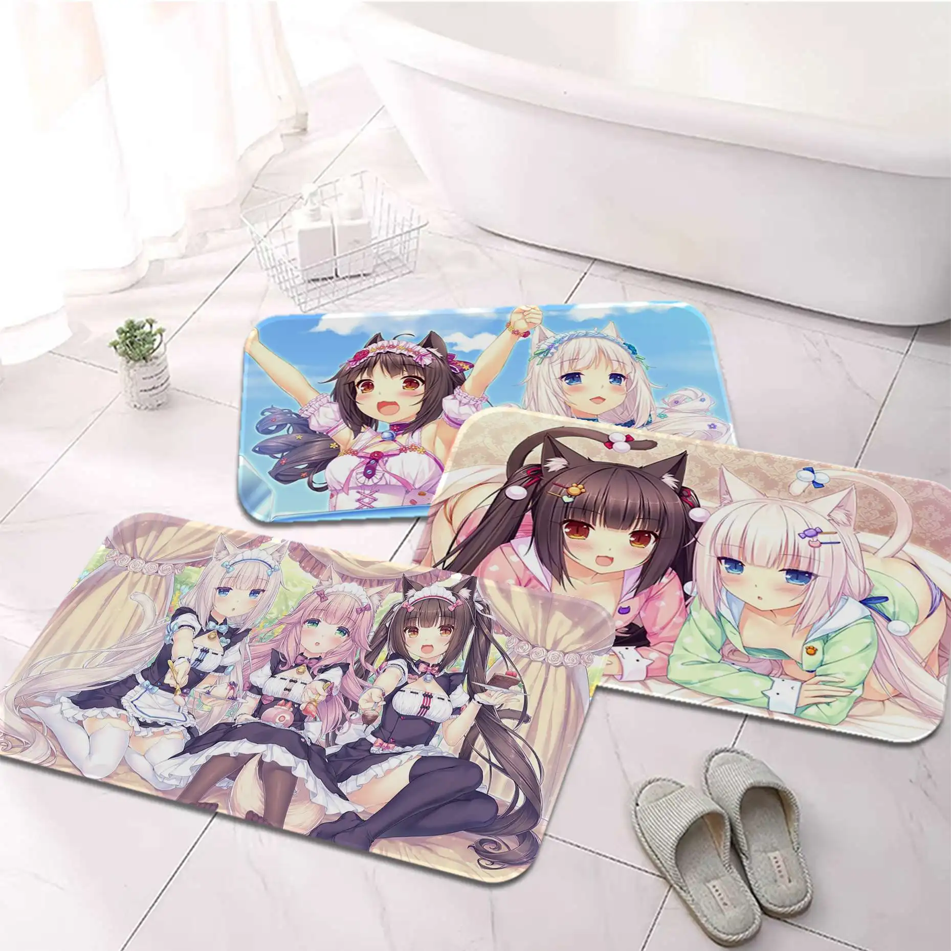 

Chocola Nekopara Япония аниме девушка принт фланелевый напольный коврик Декор для ванной коврик нескользящий для гостиной кухни Придверный коврик