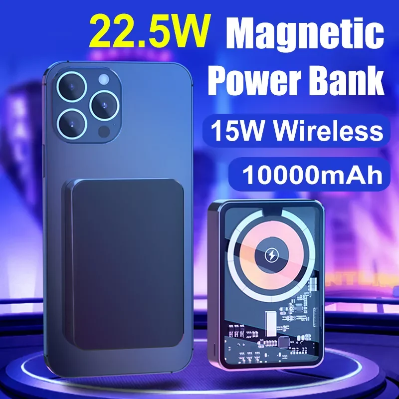 

Новинка внешний аккумулятор 22,5 Вт Проводная Быстрая зарядка 15 Вт Беспроводная зарядка внешний аккумулятор для Iphone цифровой дисплей Портат...