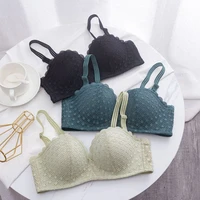 wasteheart new sexy women green blue wireless lace bow padded bras push up female bras bralette cup a b underwear invisible