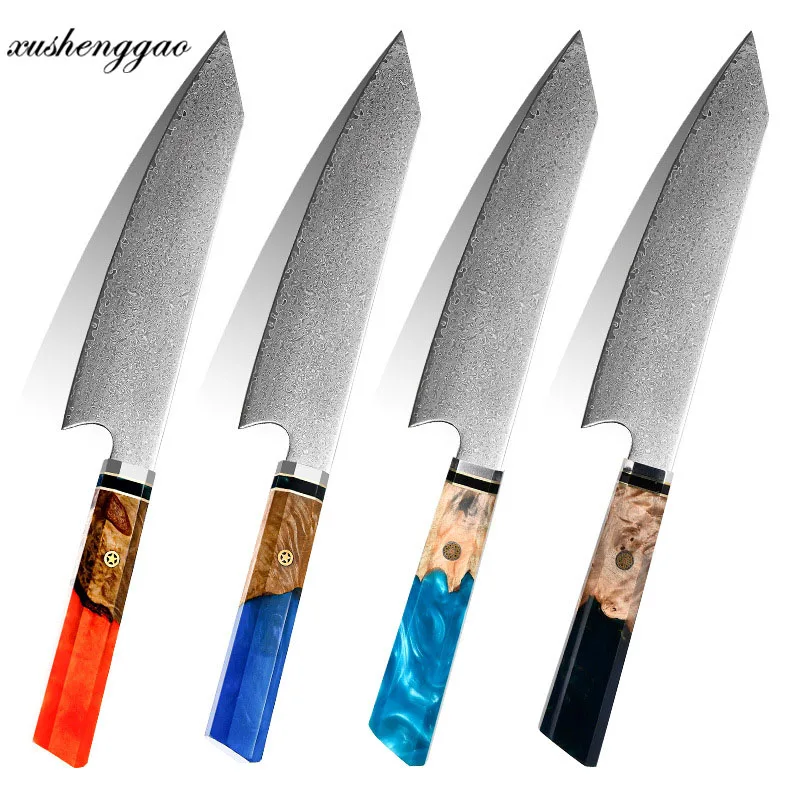 

8.5 Inch Kiritsuke Knife 67 Layers Damascus VG10 Steel Blade Sharp Chef Cleaver Sashimi Sushi Kitchen Knives Octagonal Handle