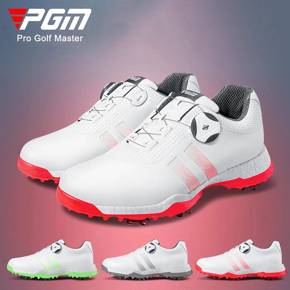 

PGM XZ171 Women's Golf Shoes With Removable Spikes Waterproof Anti-Slip Knob Shoelace Casual Microfiber Leather Sports Sneakers
