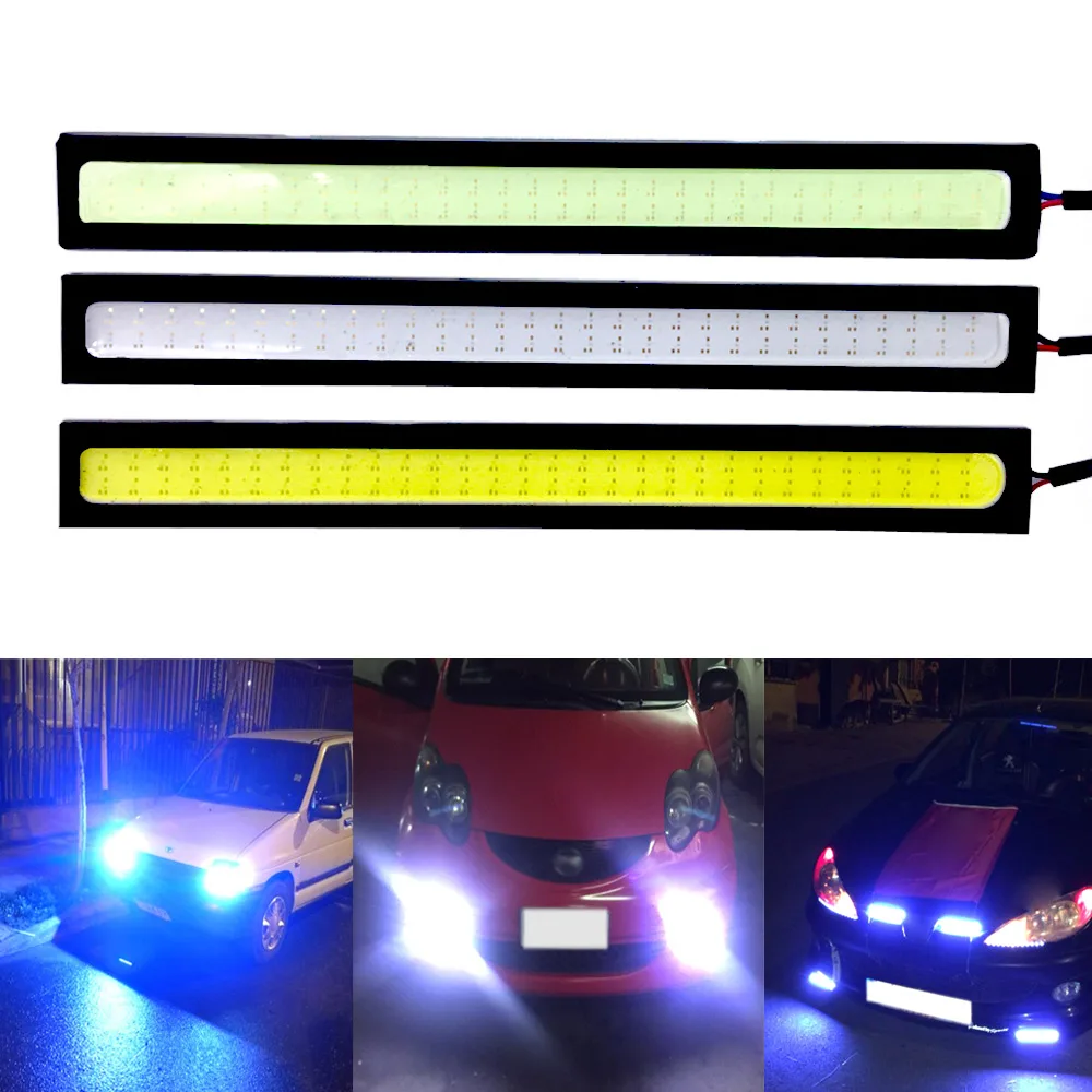

1 Автомобильная светодиодная лента DRL 17 см 14 см COB противотуманная фара дневные ходовые огни сигнал стоп декоративные огни номерной знак авт...
