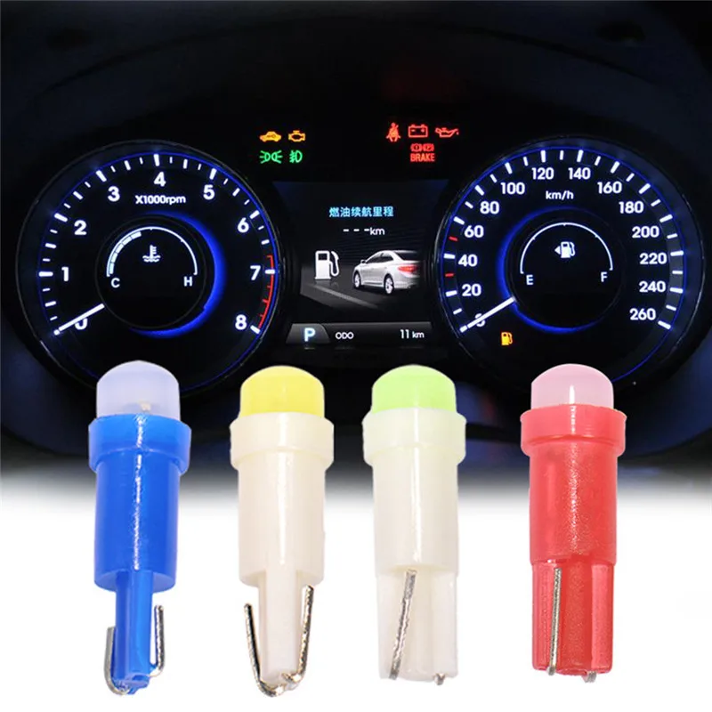 

10pcs T5 LED Car Dashboard Indicator Light Instrument Display Auto Lamp Bulb White/ Blue/red/green/yellow/ Ice Blue