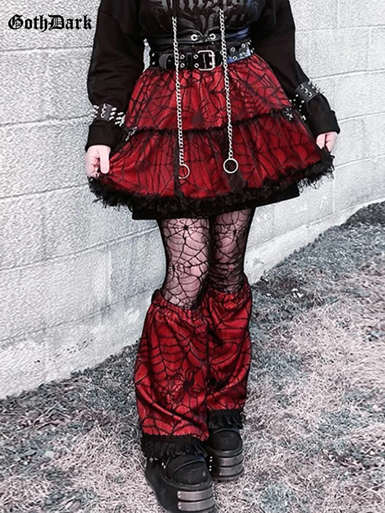 

Goth Dark Harajuku E-girl Spider Web Women Mini Skirts Mall Gothic Grunge Aesthetic Pleated Skirt High Waist A-line Streetwear