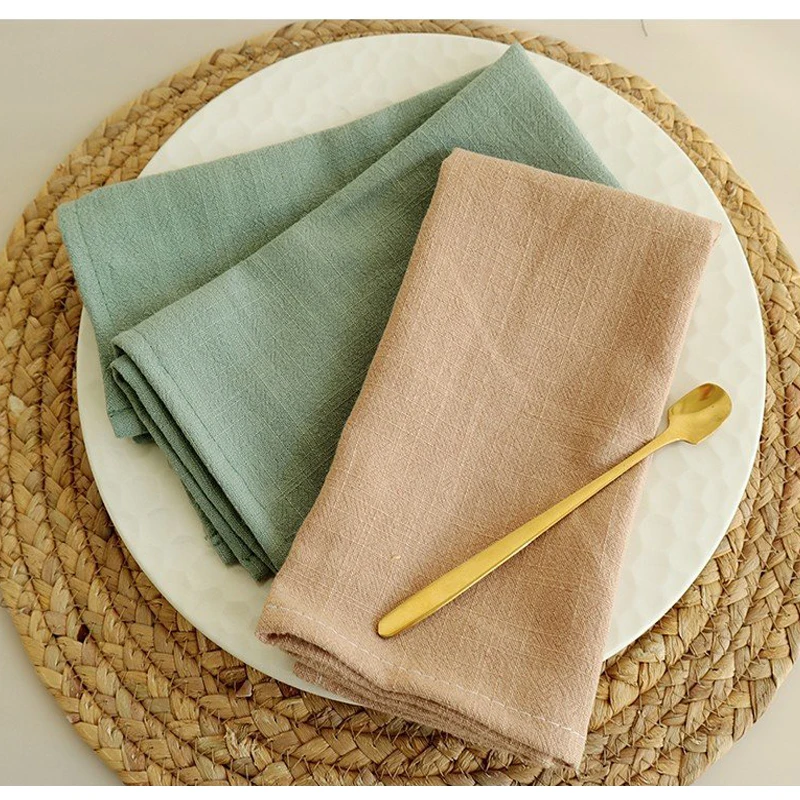 

40x40cm 1pcs Sand Washed Cotton Linen Plain Color Cloth Art Home Kitchen Napkin Meal Mat Tea Towel Heat Insulation Pad Sackcloth