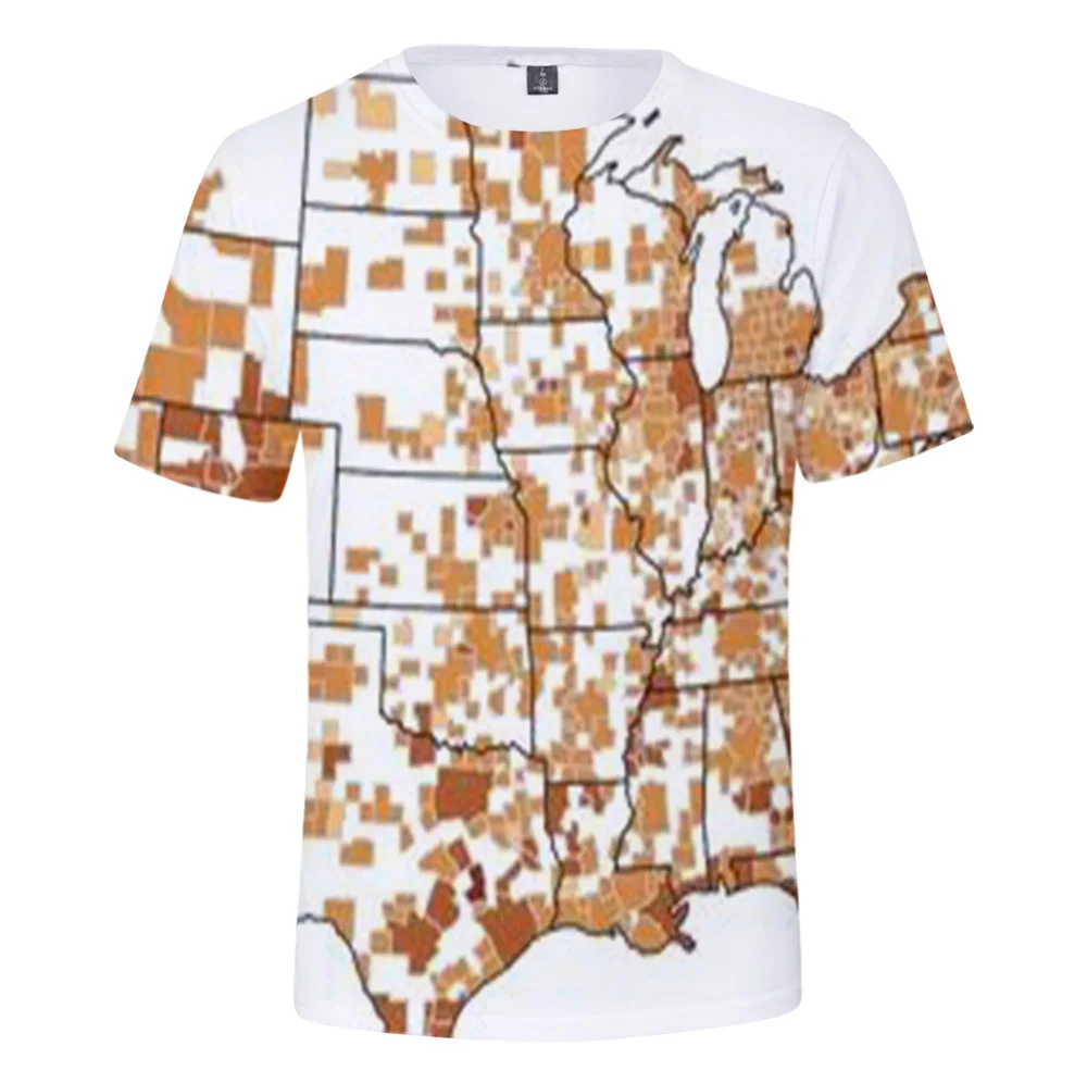 

2022LIANSHUO New Spring and Autumn Casual Sports Short-sleeved T-shirt Earth Line Map Printing Men's Trend Fashion Loose Shirt