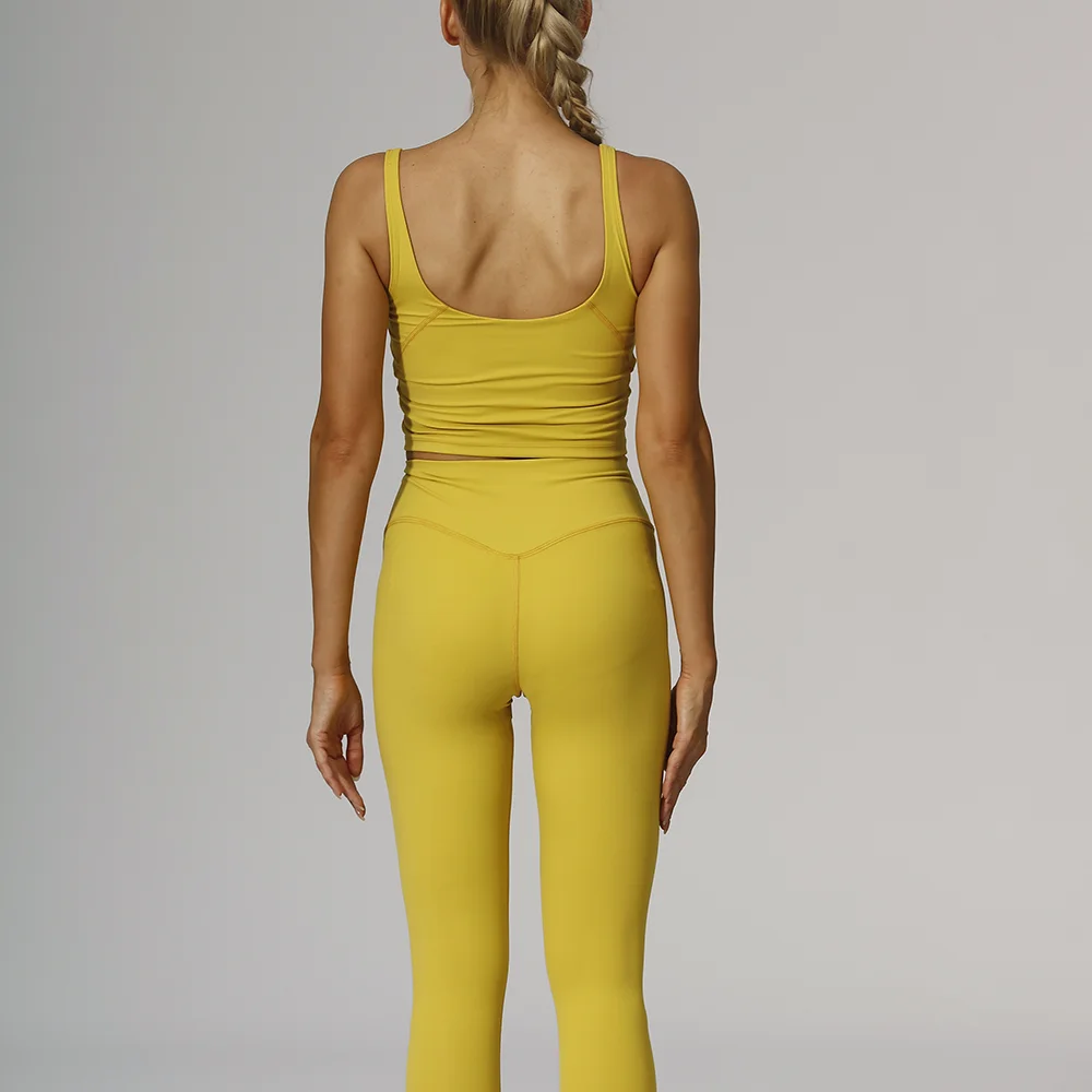 Lulu Women Summer U-shaped No Steel Ring Built-in Chest Pad Sports Bra Short Solid Color Sleeveless Gym Yoga Fashion Tank Top