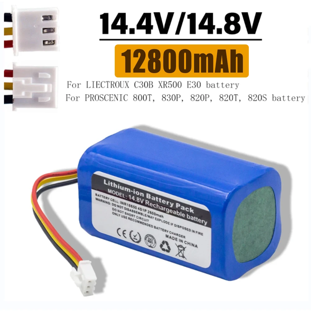 Фото Аккумулятор 12800 мАч 14,4 В для роботов-пылесосов ABIR X5 X6 X8 R20 LIECTROUX C30B XR500, аксессуары и запчасти №1