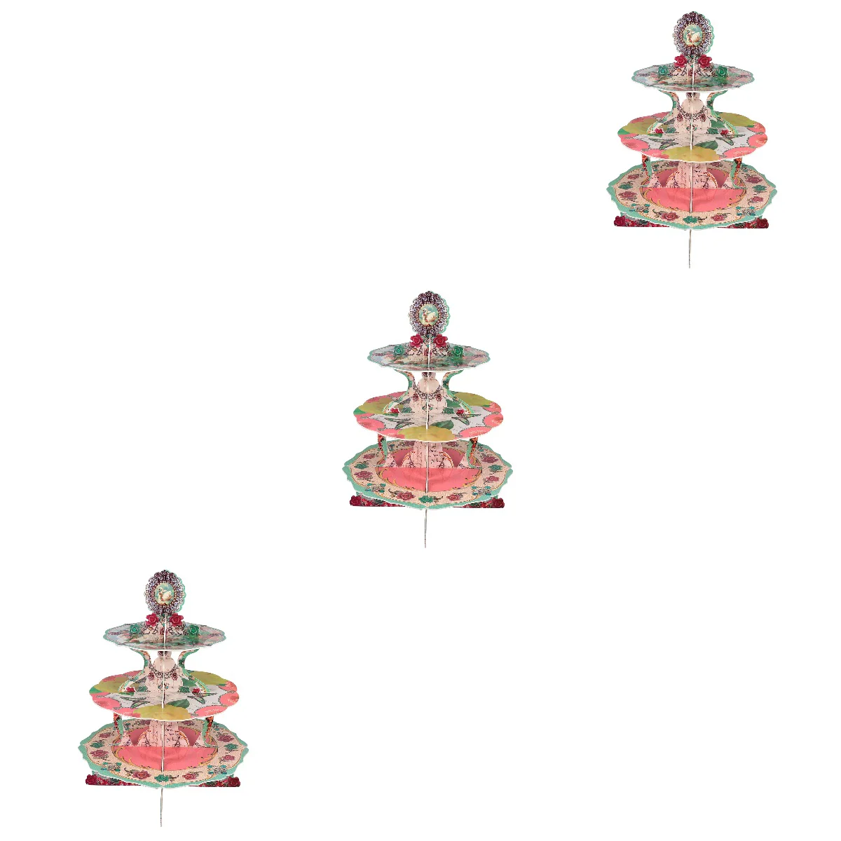 3pcs 3-layer Cupcake Stands Round Paper Cake Display Racks Dessert |