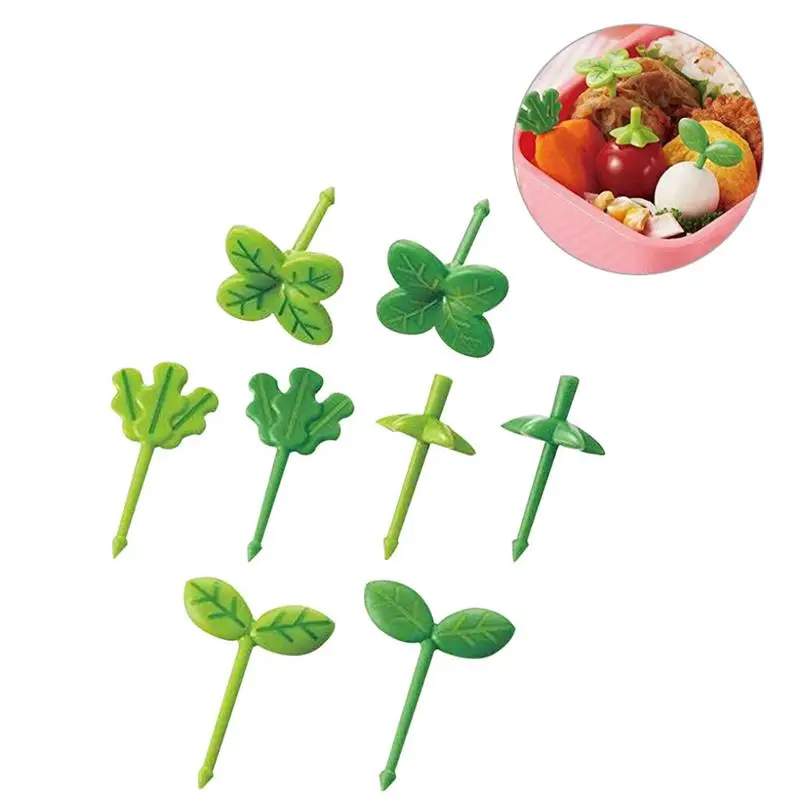 

8pcs Fruit Fork Toothpick Four-leaf Clover Plastic Decoration Lunch Box Bento Food Picks Dessert Fork Bento Box Accessories