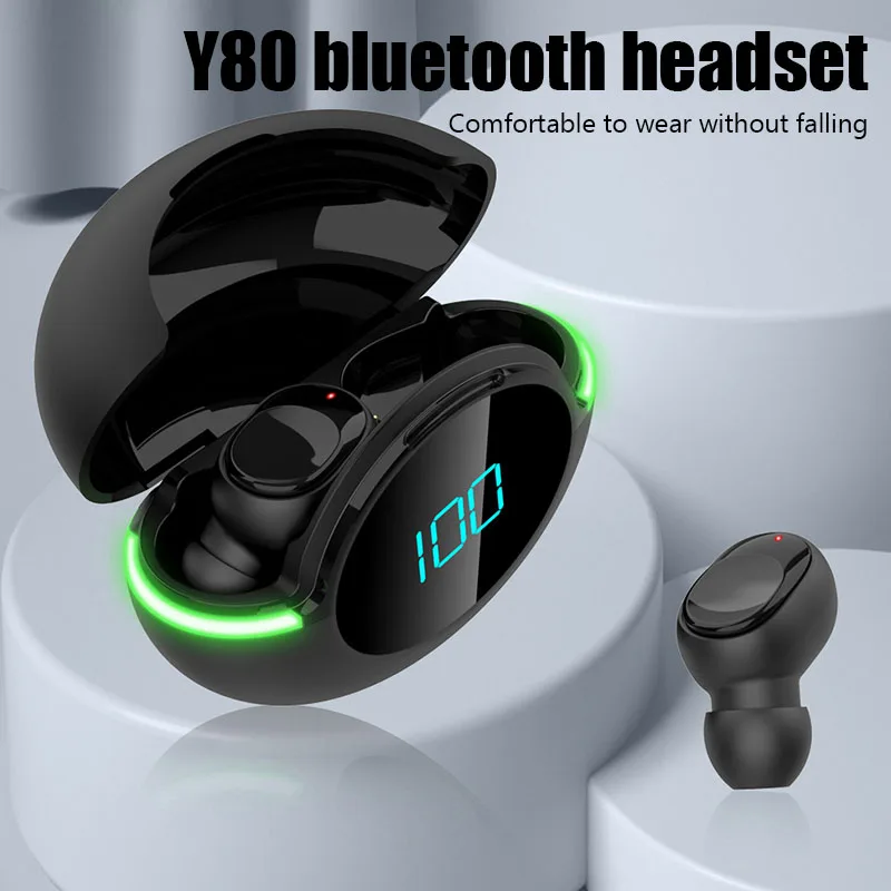 TWS Y80 Earphone Bluetooth Headphones with Mic LED Display Wireless Bluetooth Earbuds for iPhone IOS Android