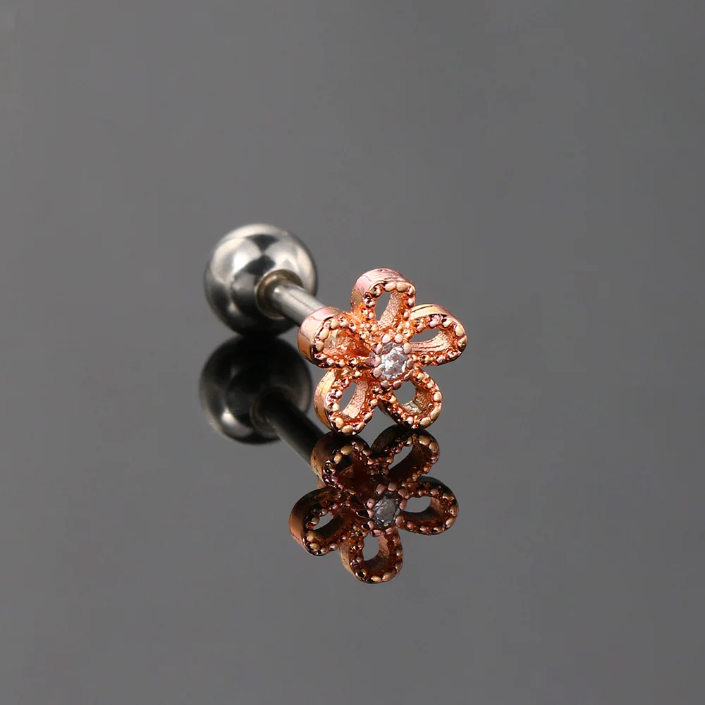 1PC полые сережки для девочек из розового золота цвета ослепительный кубический