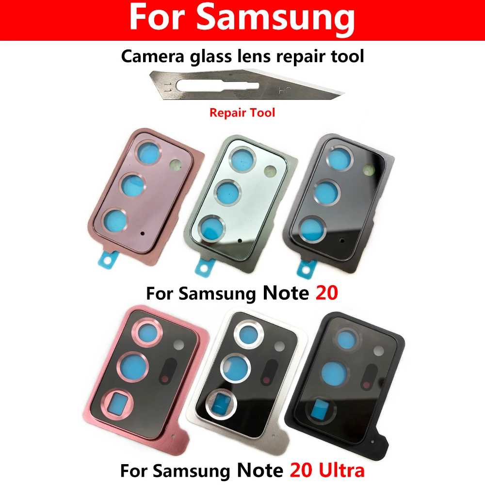 10 Pcs 100% Original Back Rear Camera Glass Lens With Cover Frame Holder Replacement Parts For Samsung Note 20 Ultra