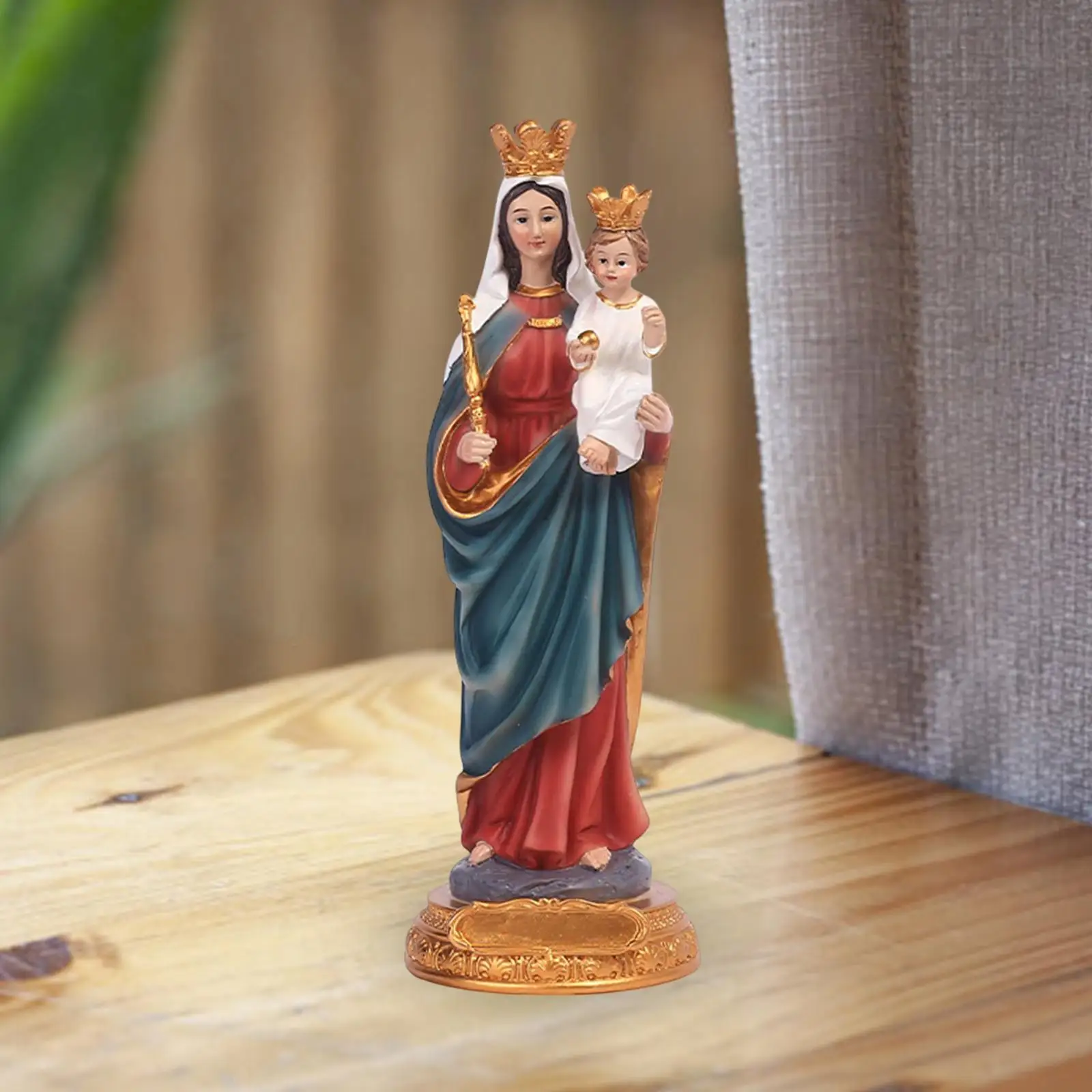 

Resin Figurines Jesus Sculpture Catholic Collectible Christian Virgin Mary Statue for Decors Living Room Tabletop Home Xmas