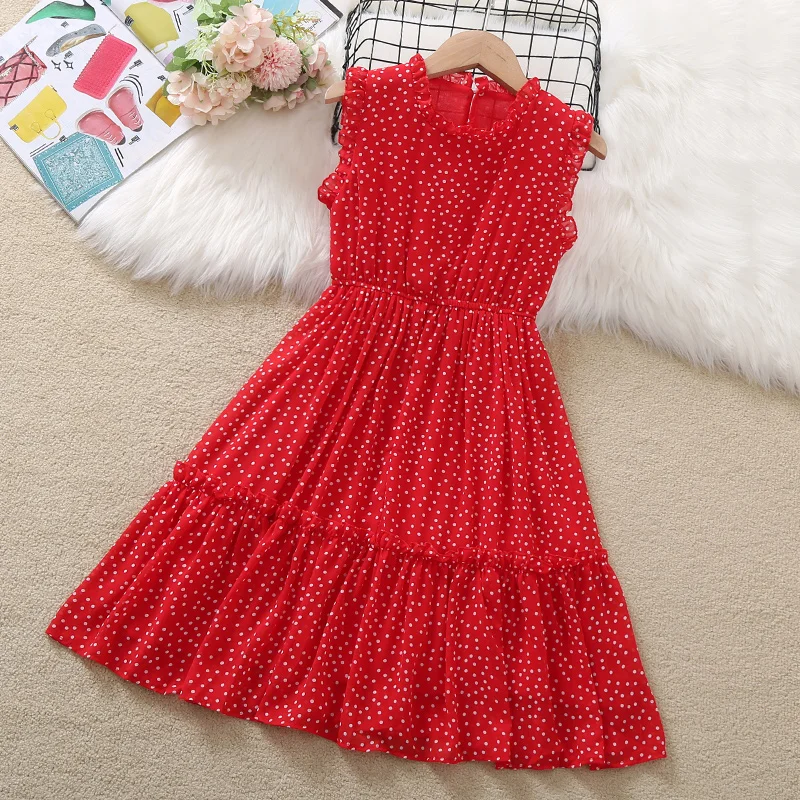

Dresses For Girls Children Beach Costumes Summer Dot Maxi Dress Princess Sleeveless Baby Kids Vestidos 5 6 7 8 9 10 11 12 Years