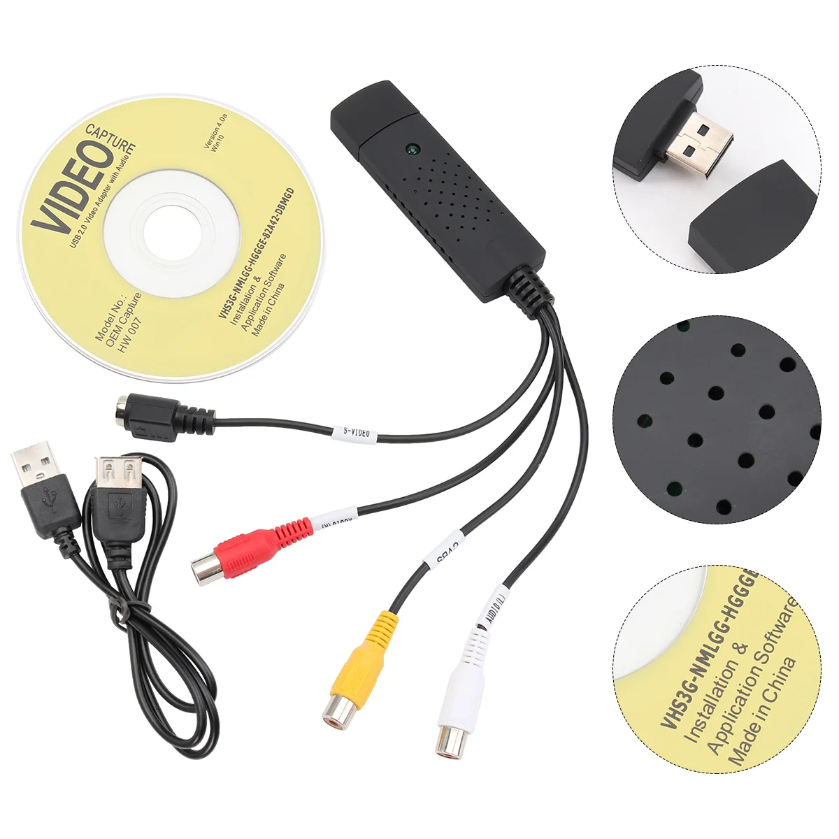 

USB 20 Video Capture Adapter VHS VCR to DVD Converter for Windows Linux (Black)