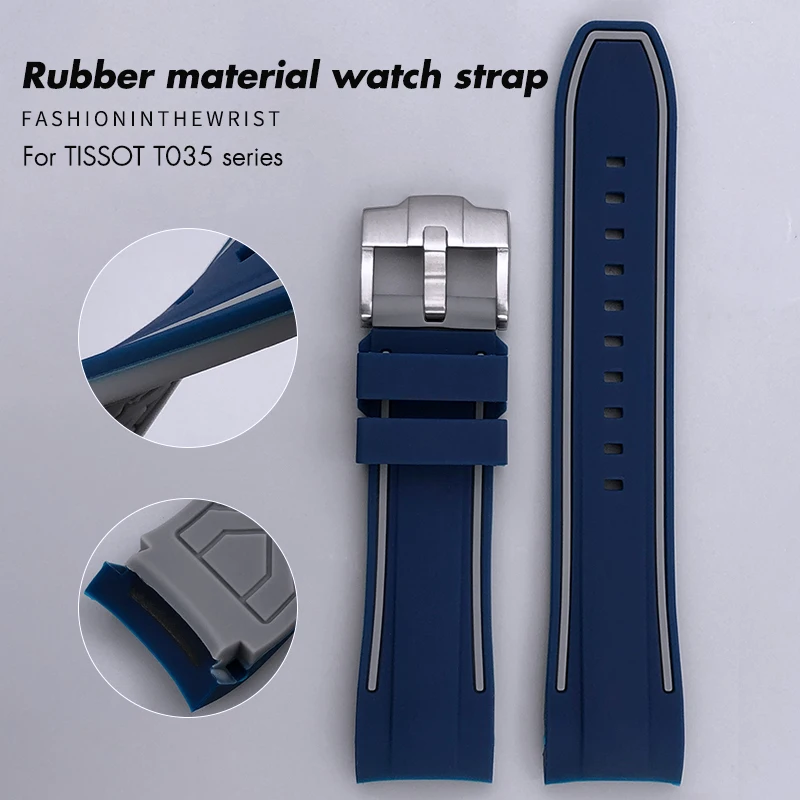 Фото Аксессуары для часов 23 мм 24 мм для Tissot 1853 Couturier T035 резиновый силиконовый ремешок T035407A T035627A мужской деловой ремешок для часов №1