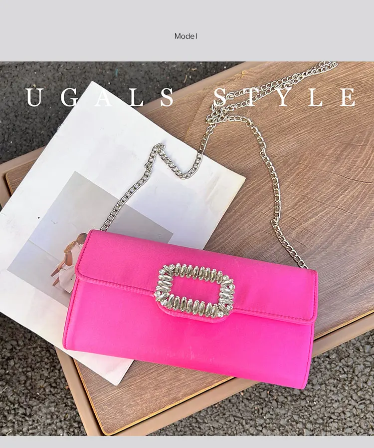 

Women's Handbag Luxury Satin Square Bag Shiny Rhinestone Diamond Evening Bag Wedding Party Clutch Purse Shoulder Crossbody Bag