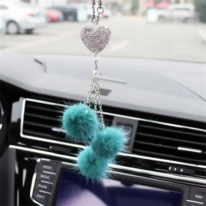 

Fashion Diamond Car Pendant Bling Accessorie Hairball Auto Rearview Mirror Pendant Birthday Gift Auto Decoraction Ornaments