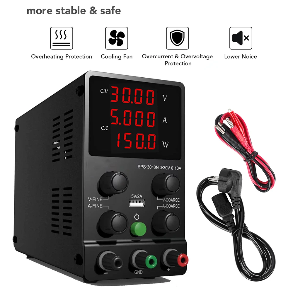 

Adjustable DC Power Supply 30V 10A 60V5A Lab Bench Power Supply Laboratory Stabilized Power Supply Voltage Regulator Switch 220V