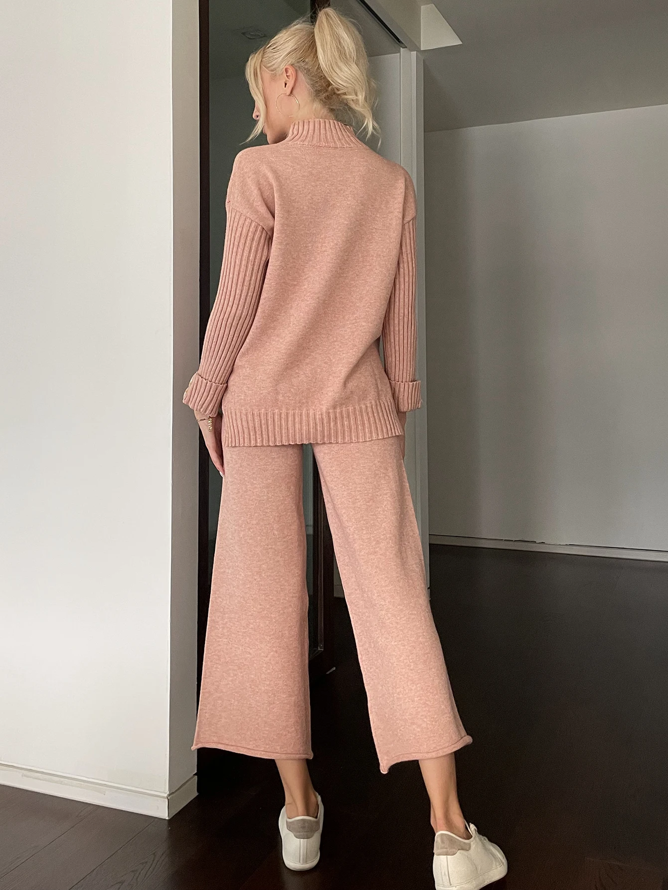 Wixra/однотонные женские комплекты Осень-зима Пуловер с воротником средней высоты