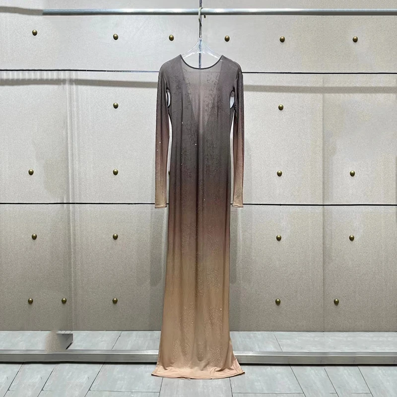 Женское платье с градиентом модное облегающее сексуальное длинное открытой
