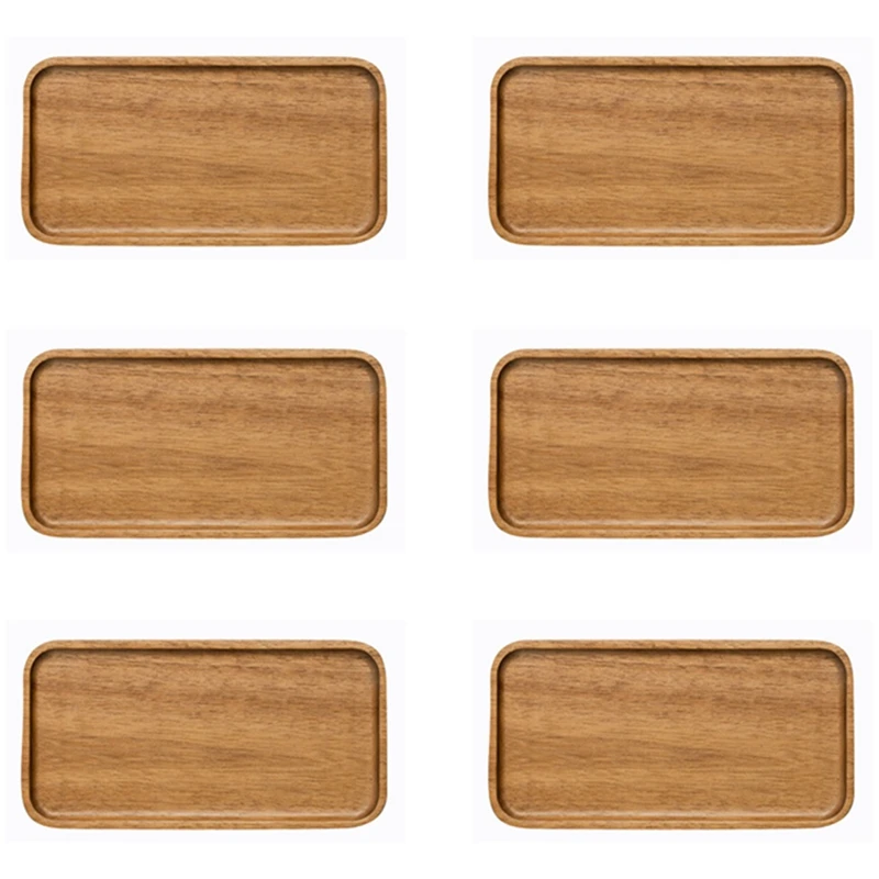 

JFBL Hot 6X Acacia Serving Tray, Rectangular Solid Wood Flat Bottom Plate, Fruit Plate, Saucer, Tea Tray, Dessert Plate-Small