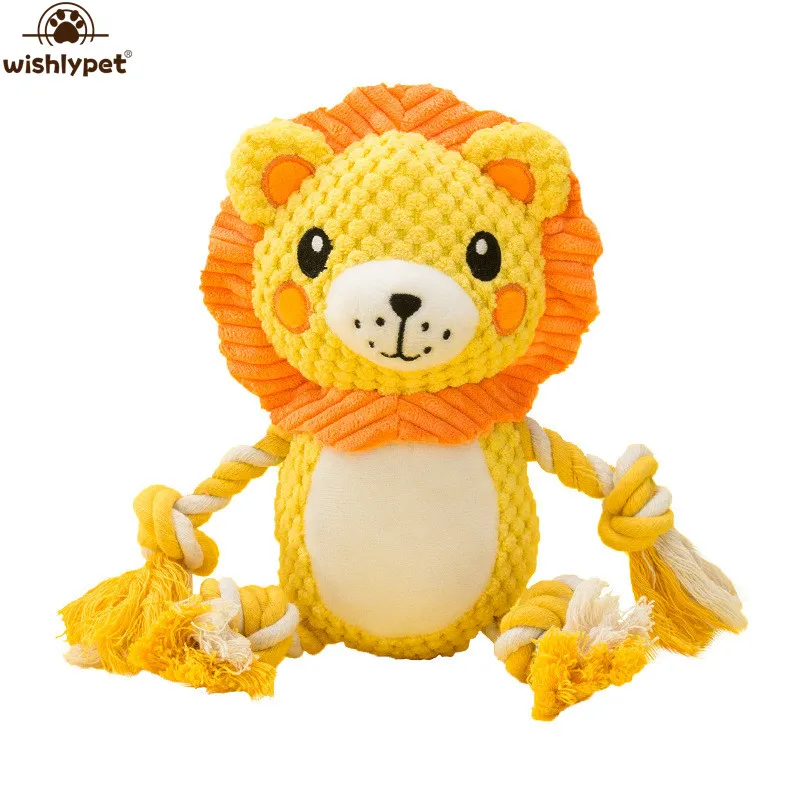 

Wishlypet Pet Dog Squeak Plush Toy Molar Training Interactive Corn Grain Lion For Dogs Cats Sounding Toy Puppy Durable Chew