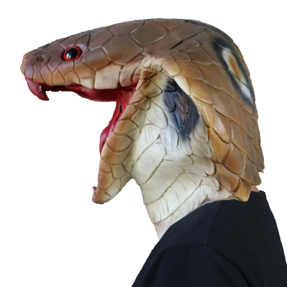 Halloween Snake Mask Funny Realistic Face Fursuit Head Costume Cosplay Party Latex Animal Fake for Adults(snake) | Тематическая