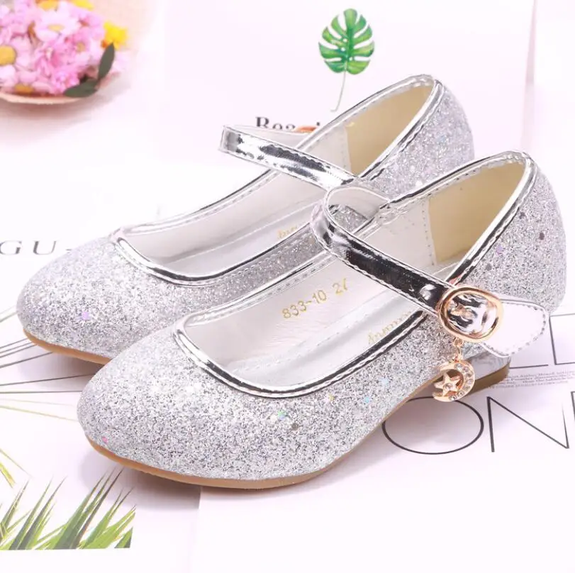 

Girls Sandals Rhinestone Butterfly Latin Dance Kids Shoes Children High Heel Princess Shoes Glitter Leather Party Dress Wedding