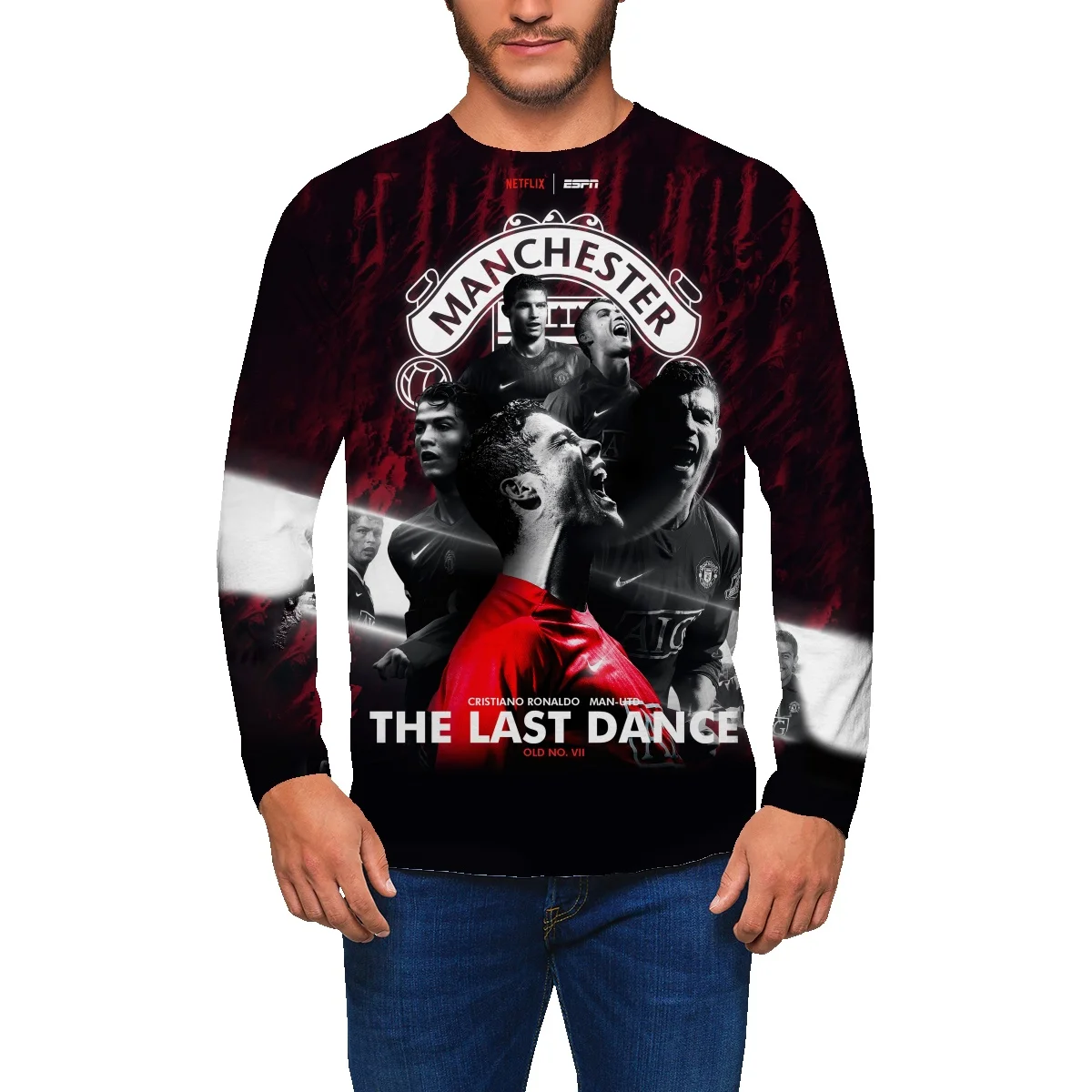 

Футболка мужская с длинным рукавом и принтом Роналду