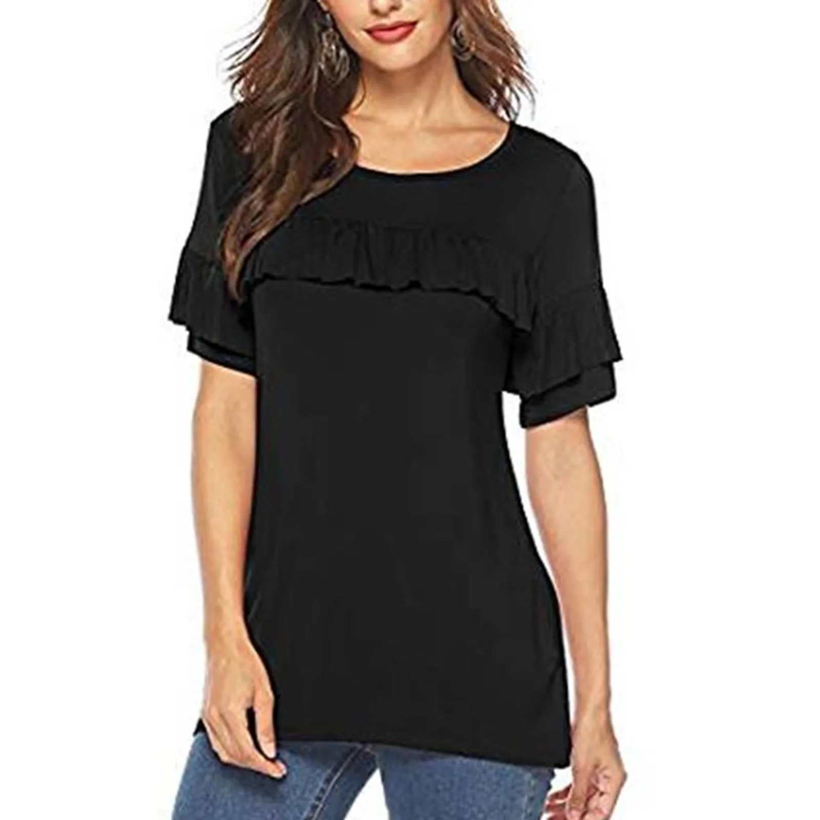 

Женские компрессионные рубашки с длинным рукавом, женские топы, Повседневная модная рубашка с коротким рукавом и круглым вырезом, женские б...