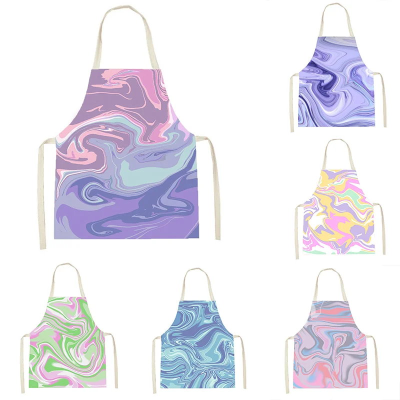 

Marble pattern Printed Linen Aprons Cleaning Art Home Cooking Kitchen Baking Unisex Apron Cook Wear Cotton Adult Bibs 68x55cm