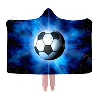 soccer print cool hooded blanket and fancy cape warm and soft flannel blanket for adults and kids for all seasons
