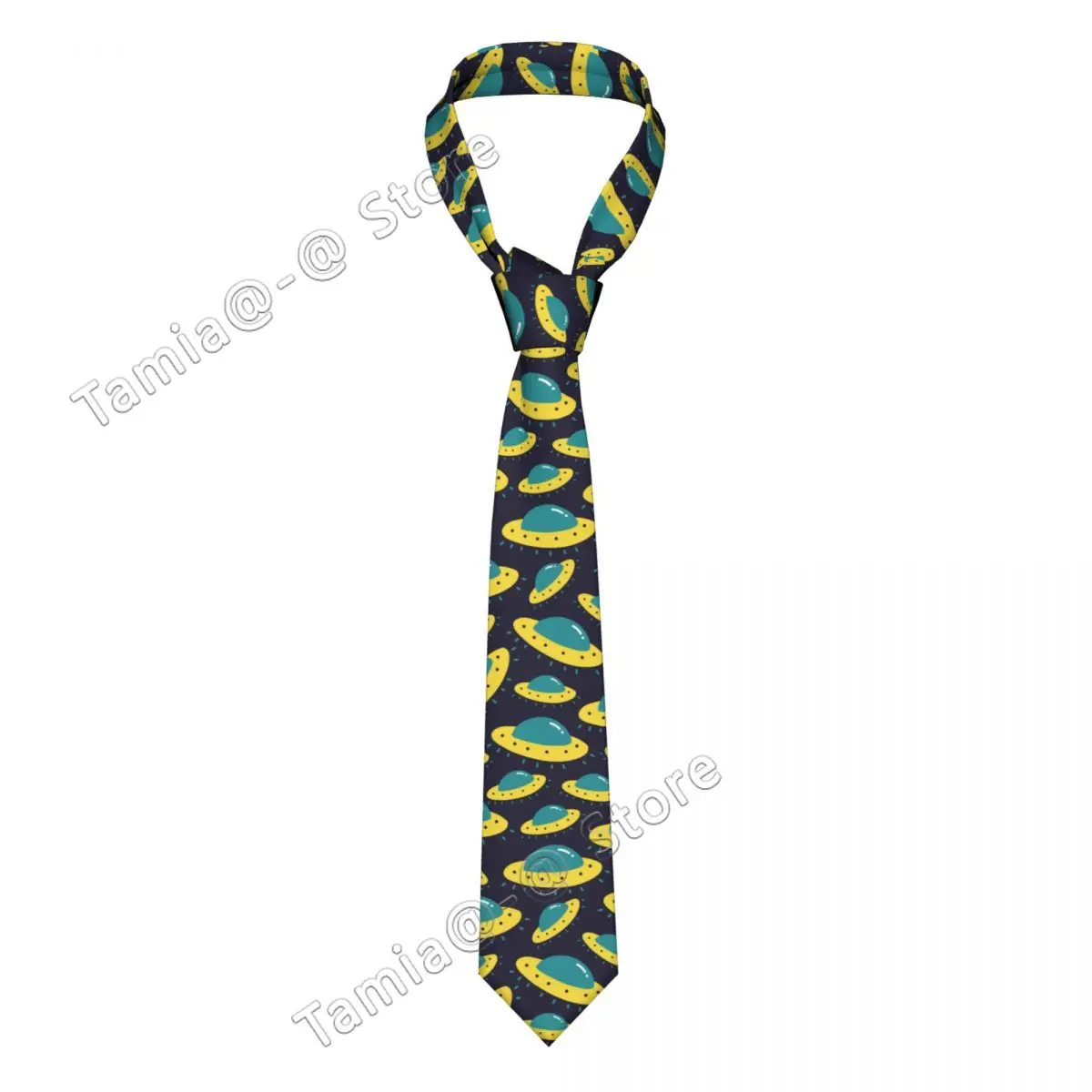 

Cute Ufo Space Neckties Unisex Polyester 8 cm Neck Ties for Mens Skinny Narrow Shirt Accessories Gravatas Cosplay Props