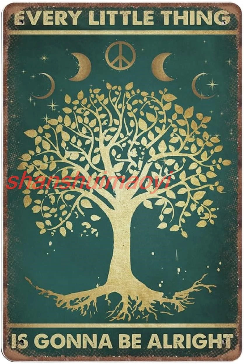 Dreacoss Every Little Thing is Gonna Be Alright Оловянные вывески Цветочные дети Подарок в стиле хиппи