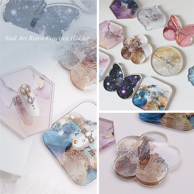

False Nail Tips Display Stand Holder Practice Trainning Resin Art Palette Butterfly ShellTake Photo Nail Showing Shelf Nail Tool
