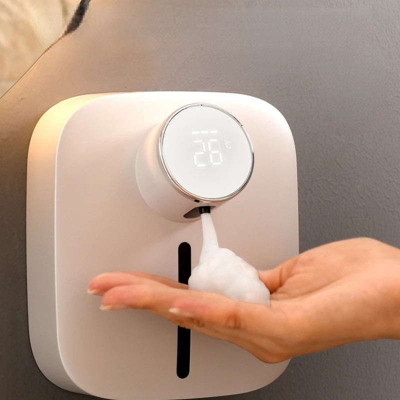 

Настенный дозатор для мыла, Электрический светодиодный бесконтактный диспенсер для мыла с инфракрасным датчиком и датчиком температуры