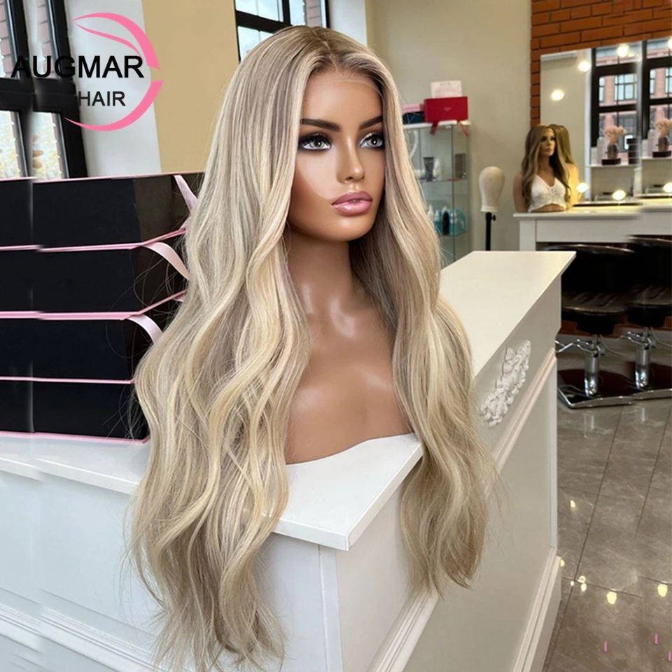 Фото Предварительно выщипанный парик 13x6 Body Wave Lace Front Wig Пепельно-русый мелированный парик из человеческих волос Прозрачный 13x4 360 Hd Кружевной фронтальный парик для женщин №4