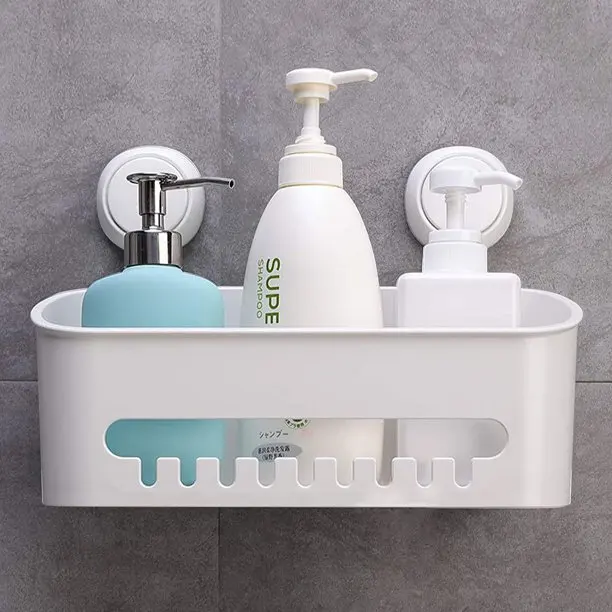 

Suction Cup Shower Bathroom Shower Shelf Storage Basket Wall Mounted Organizer For Collapsible over The Sink Dish Drainer