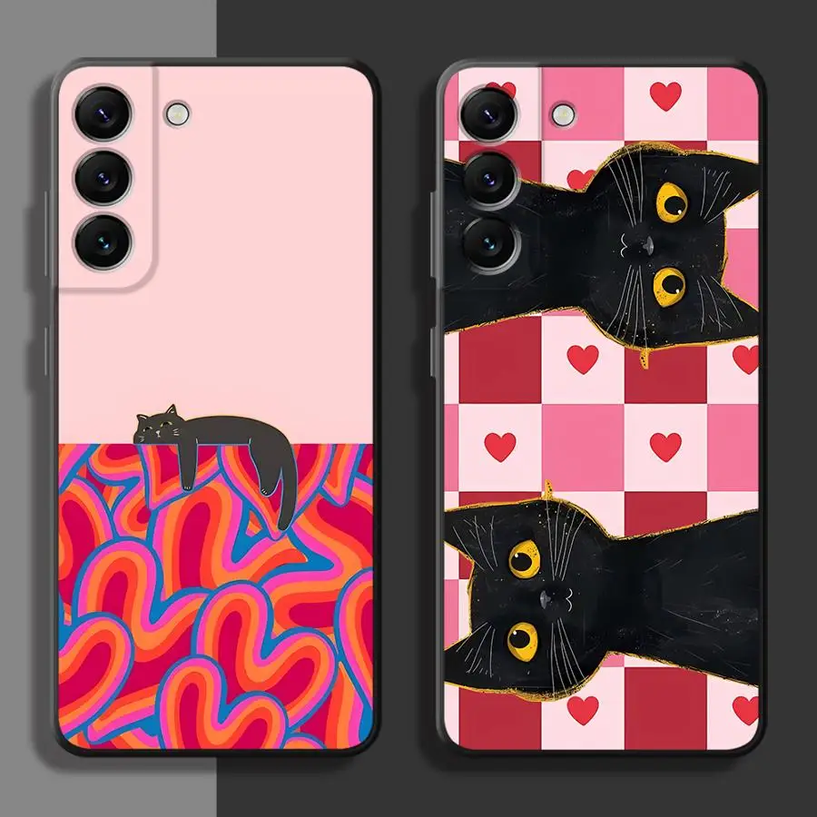 Фото Художественный чехол с черным котом для Samsung Galaxy A57 A32 A55 A26 A37 A22 A25 A24 A53 A73 A51 A23 A52 A36 A71 A72 A35 №1
