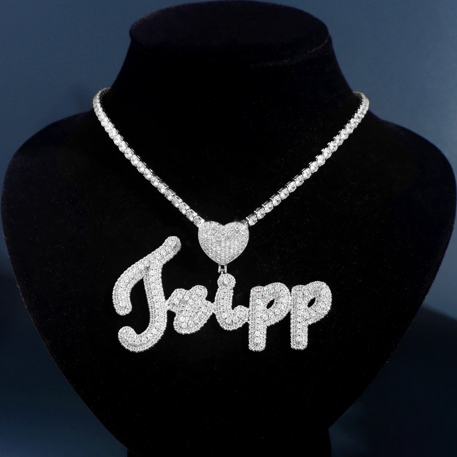 Ожерелье с именем для женщин роскошная цепочка кулоном в виде сердца и буквы из